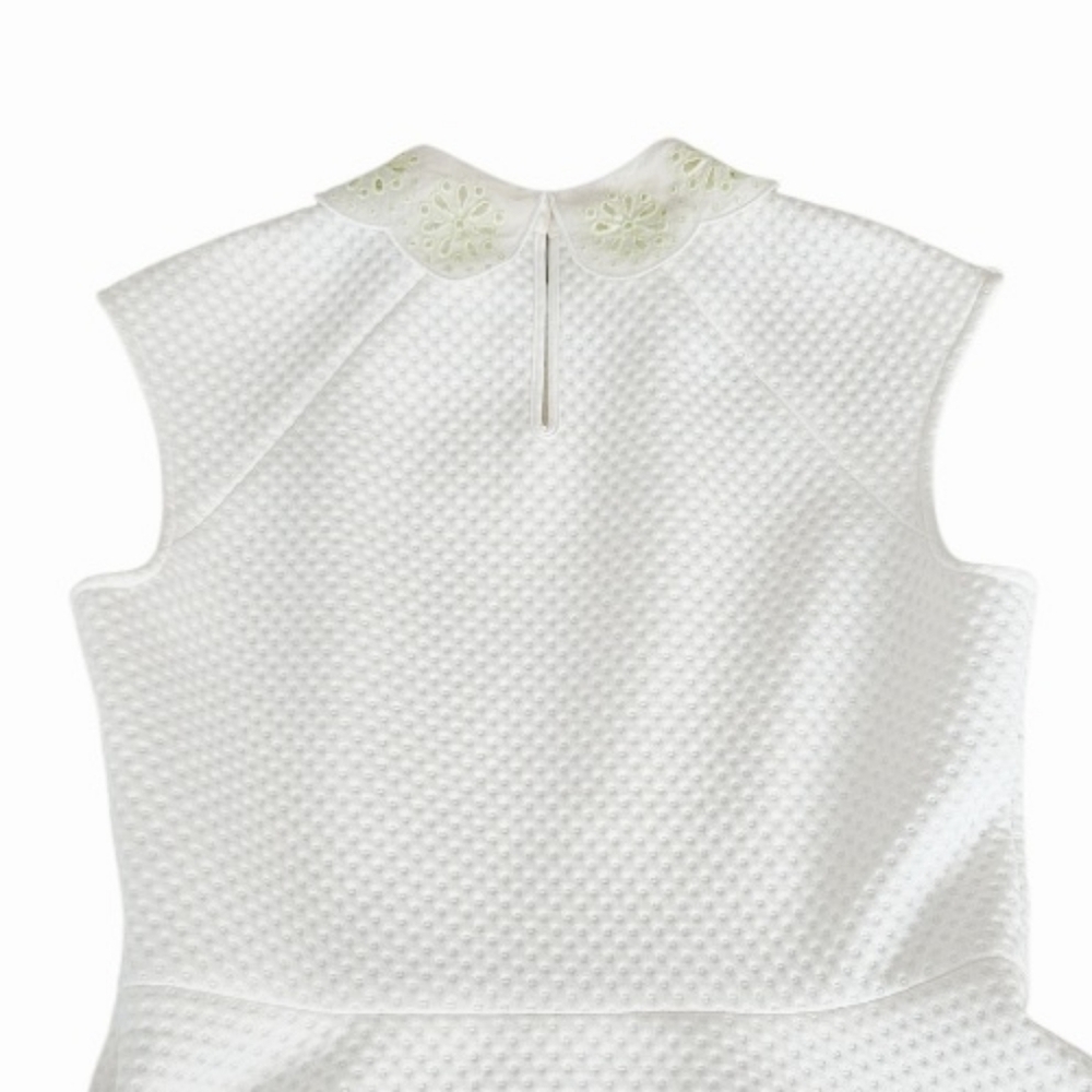 Karen Millen White Textured Peplum Peter Pan Collar - Picture 8 of 10